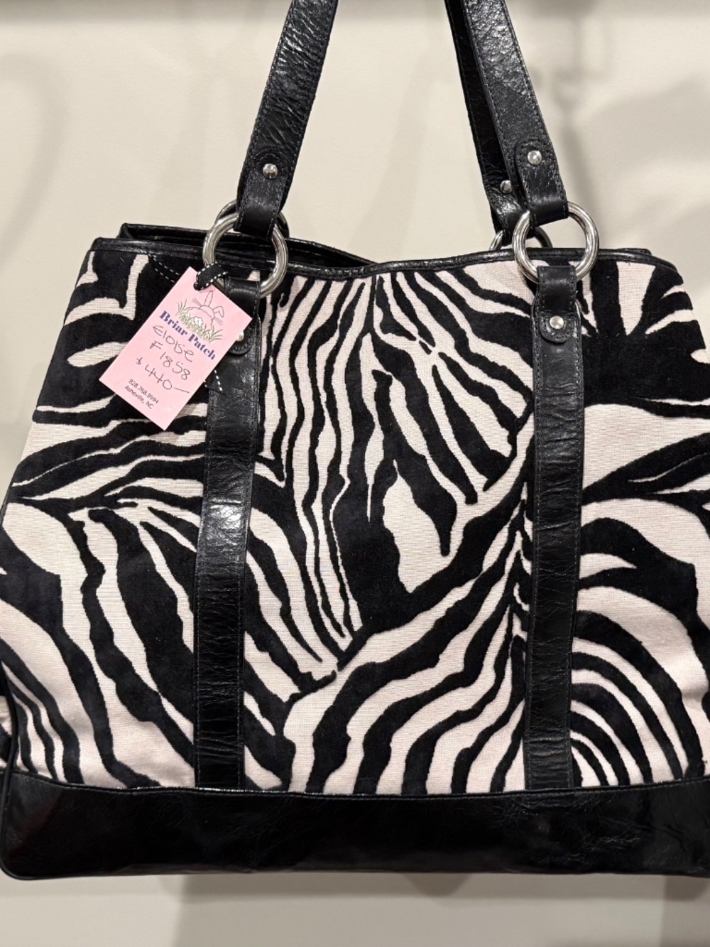 Glenda Gies Chenille Zebra Print Tote. Oversized. Great for overnight excursions - Picture 3 of 3